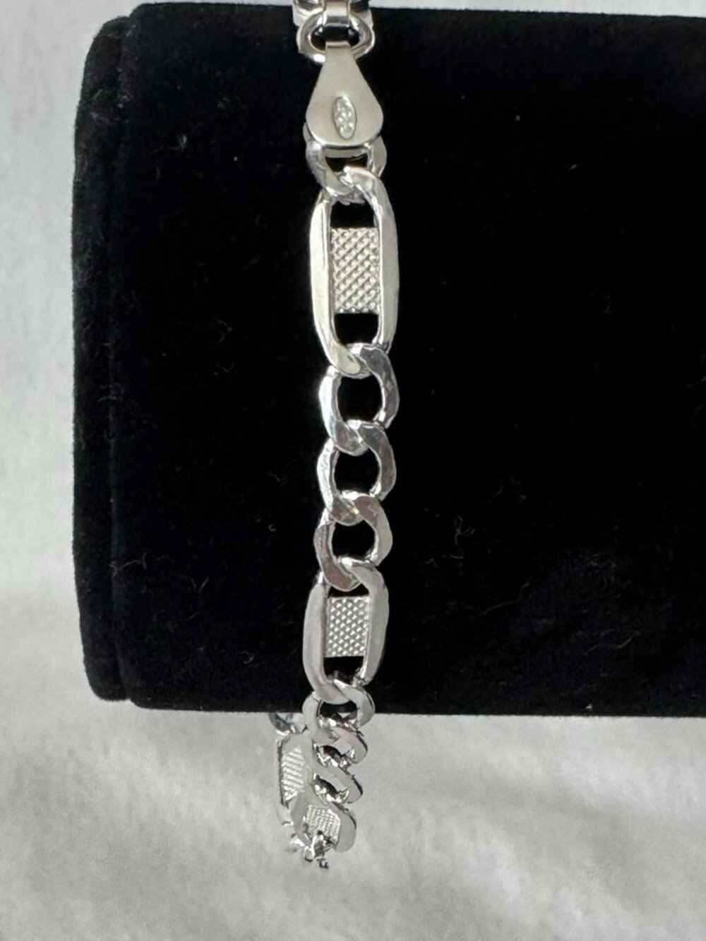 7.5" 5.3mm Figaro Bracelet 925 Sterling Silver Italian Made